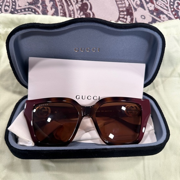 Gucci Accessories - Gucci Women's Burgundy and Brown Sunglasses
